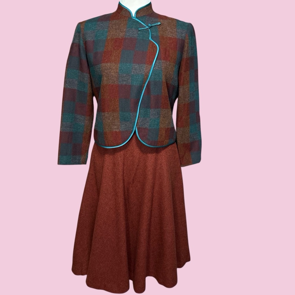 Vintage 1960s Asian plaid skirt and jacket set